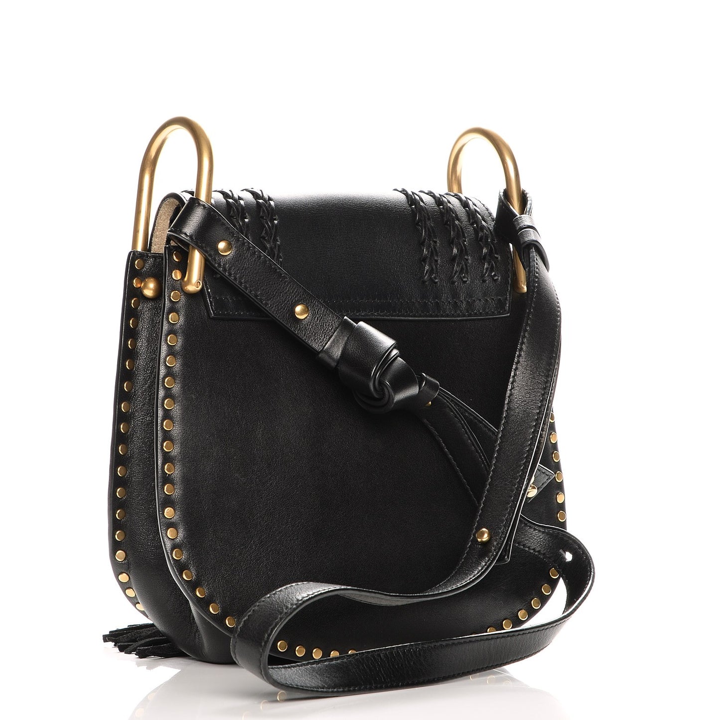 Calfskin Braided Small Hudson Shoulder Bag Black