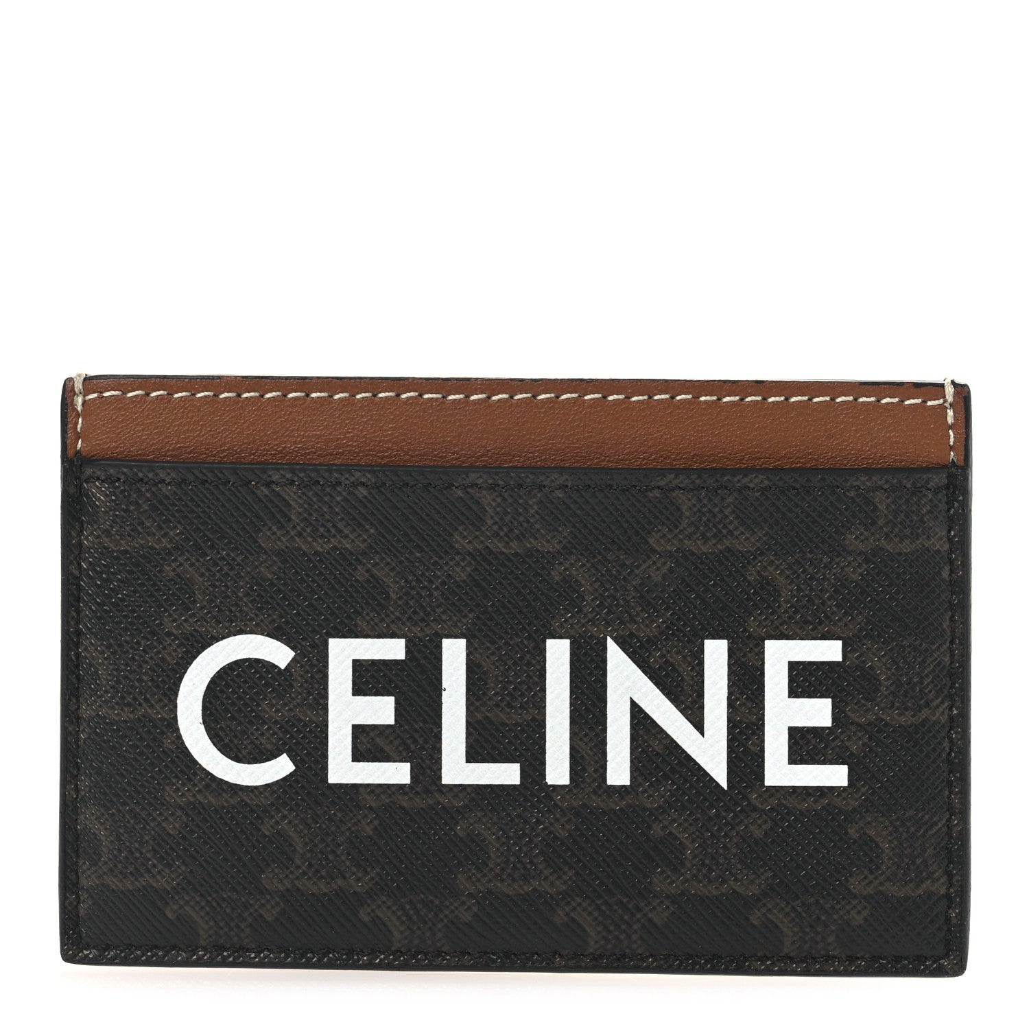 Celine Triomphe Canvas Card Holder Tan 1 of 6