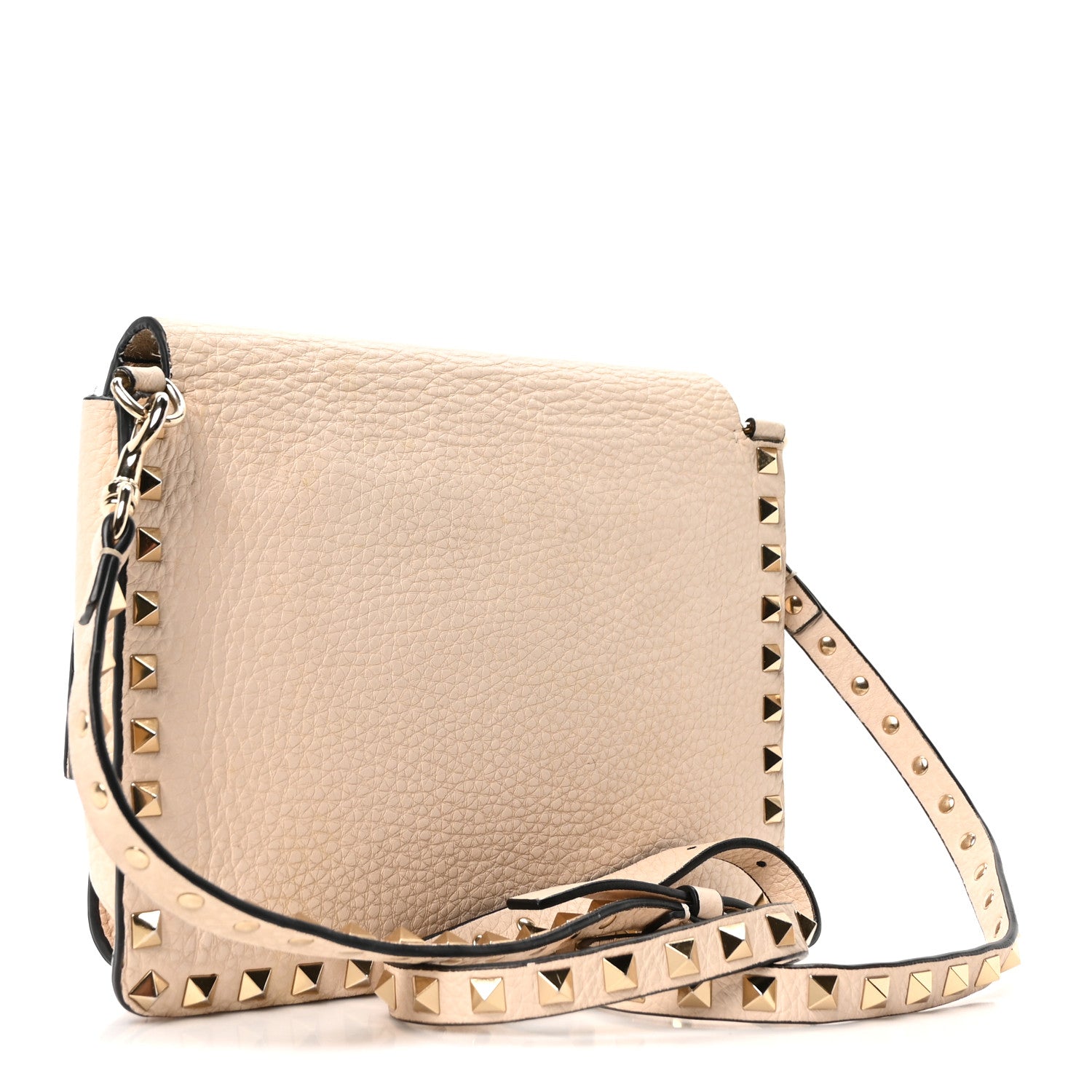 Valentino Garavani Pebbled Calfskin Rockstud Side Slip Crossbody Ivory 3 of 9