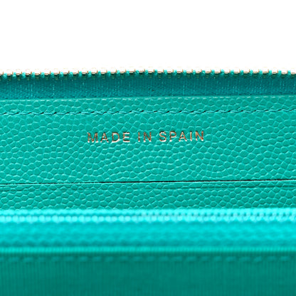 Chanel Caviar Quilted Small Zip Around Wallet Turquoise 6 of 8