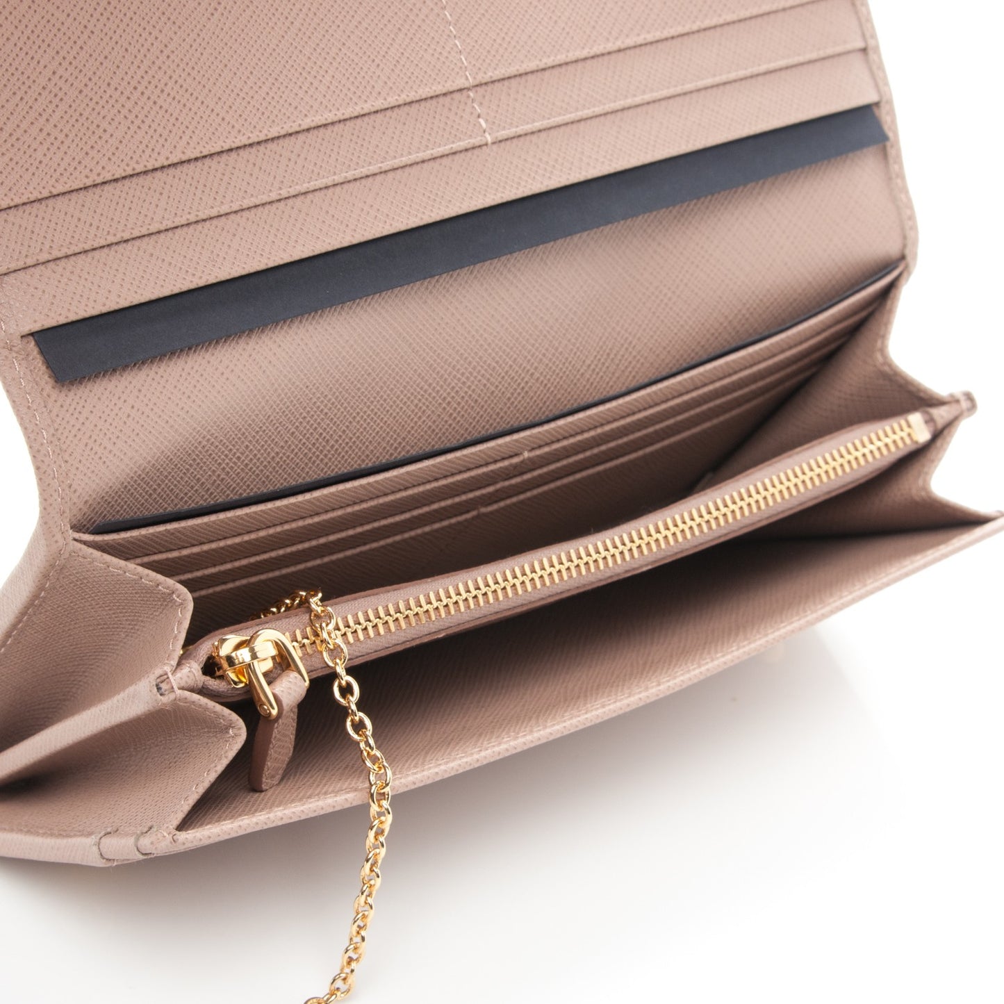 Saffiano Metal Continental Flap Wallet Cammeo