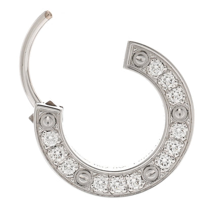 Cartier 18K White Gold Diamond Pave Single LOVE Hoop Earring 3 of 5