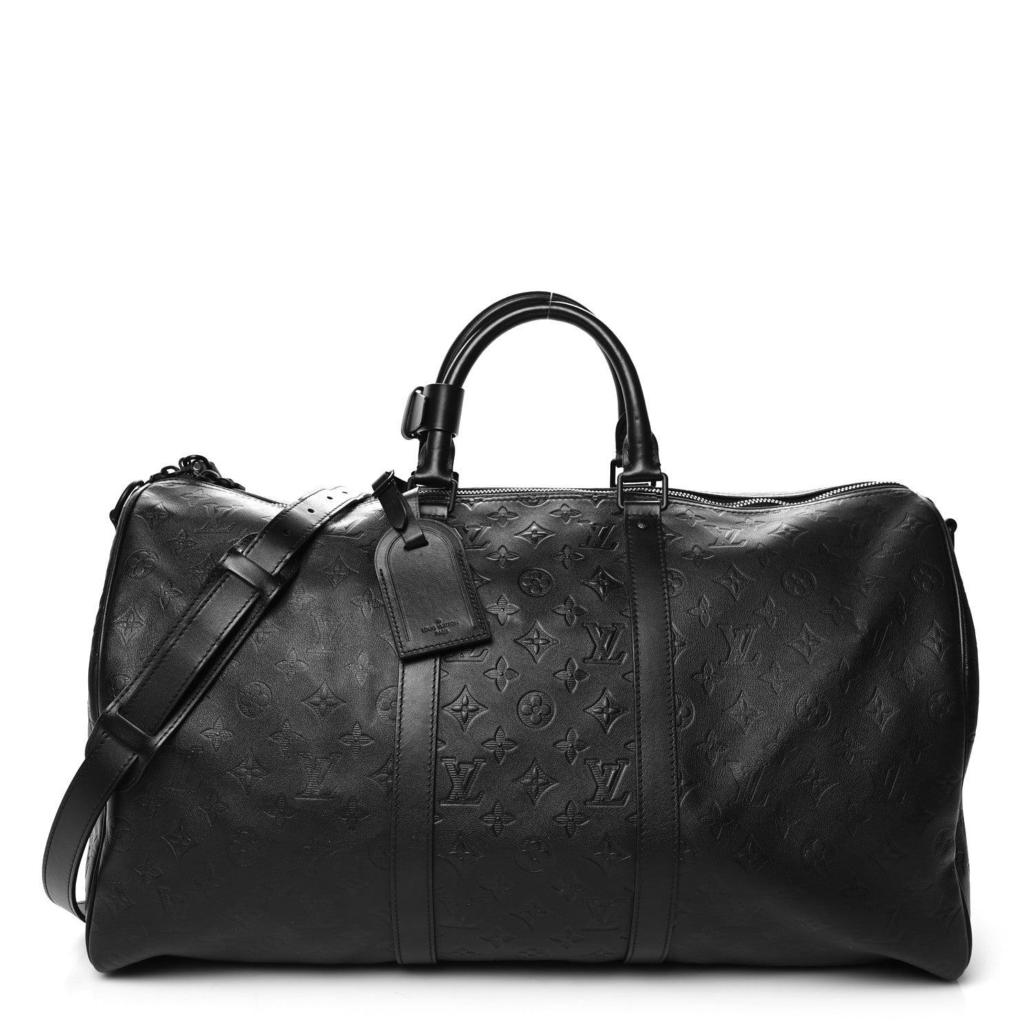 Louis Vuitton Calfskin Shadow Monogram Keepall Bandouliere 50 Black 1 of 11