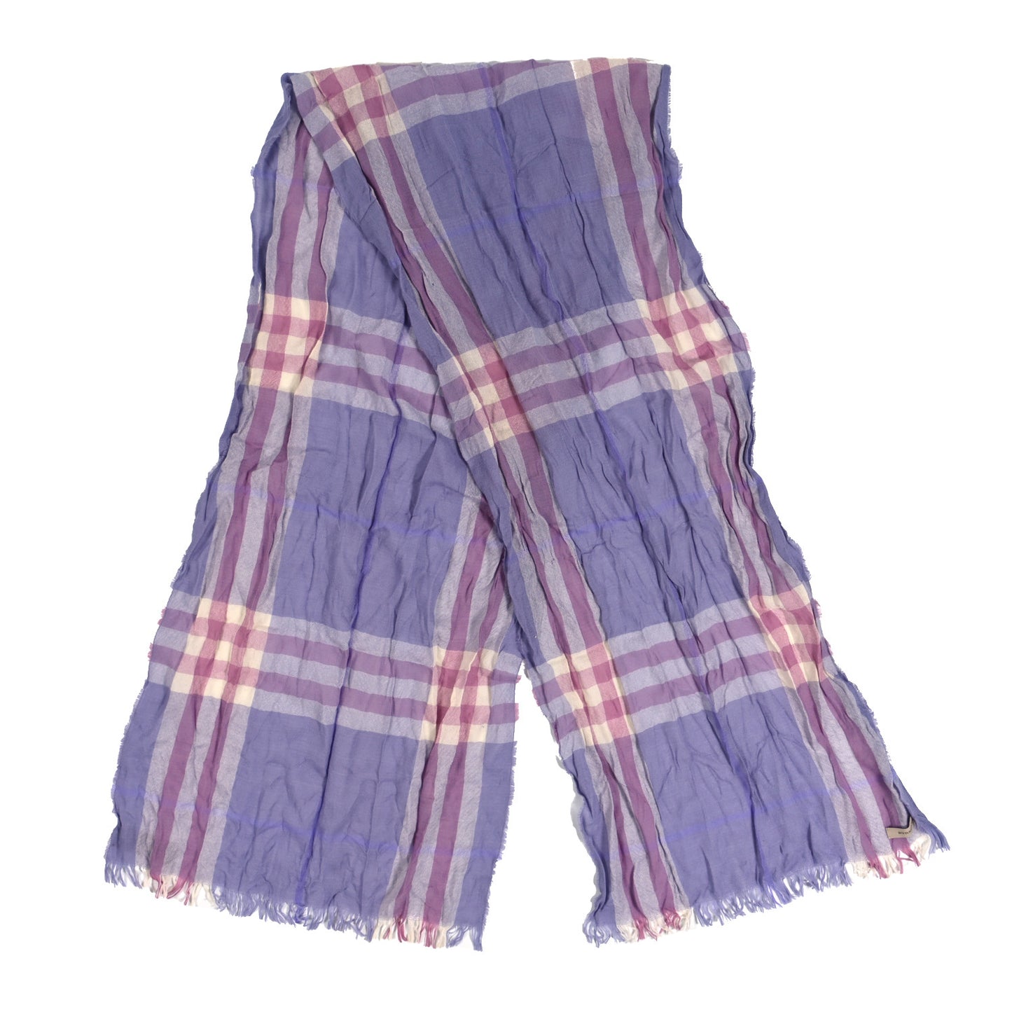Silk Gauze Giant Check Scarf Purple