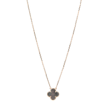 Van Cleef & Arpels 18K Rose Gold Gray Mother of Pearl Vintage Alhambra Pendant Necklace 1 of 7