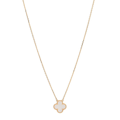 Van Cleef & Arpels 18K Yellow Gold Mother of Pearl Vintage Alhambra Pendant Necklace 1 of 5