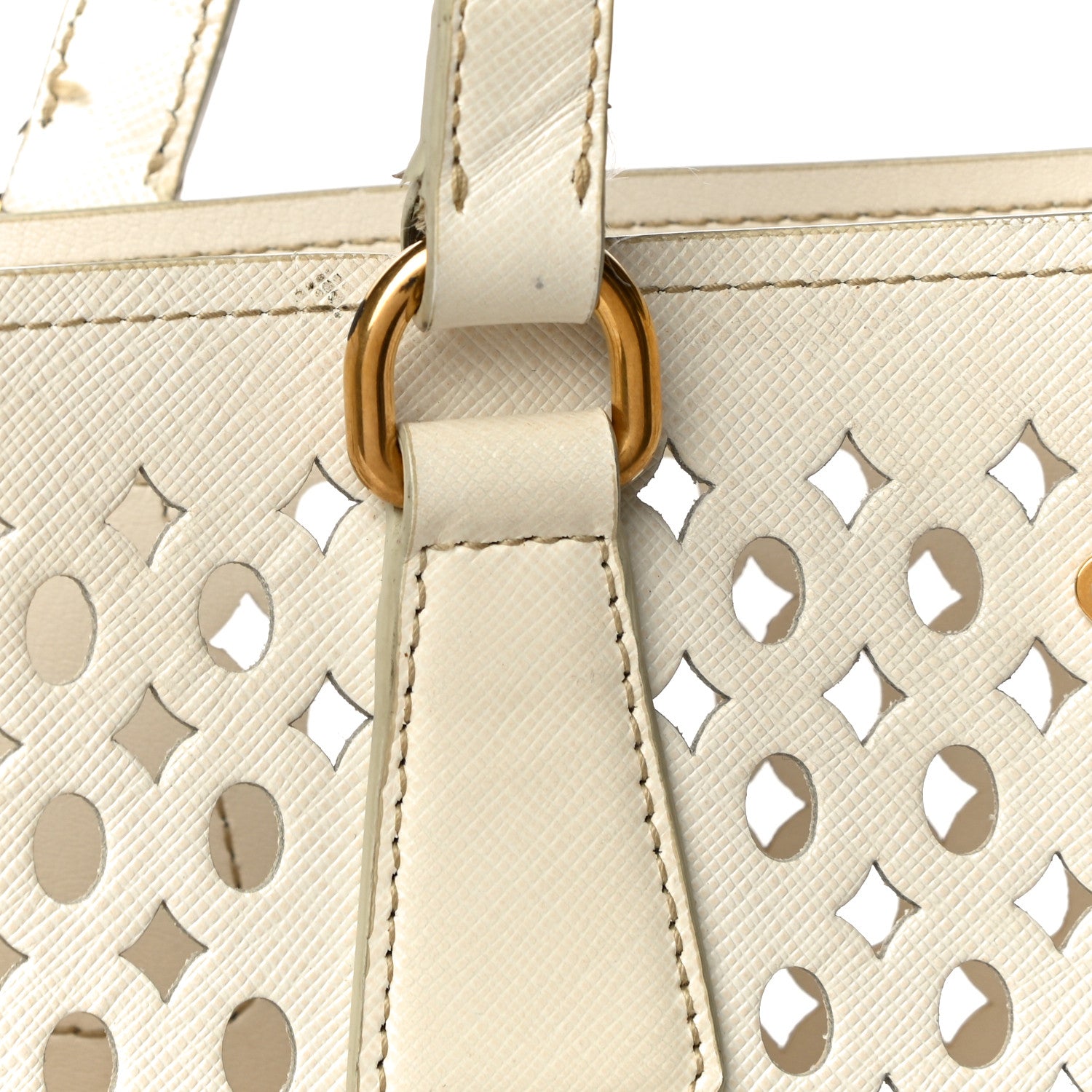 Prada Saffiano Perforated Tote Talco 16 of 21