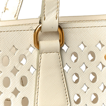 Prada Saffiano Perforated Tote Talco 16 of 21