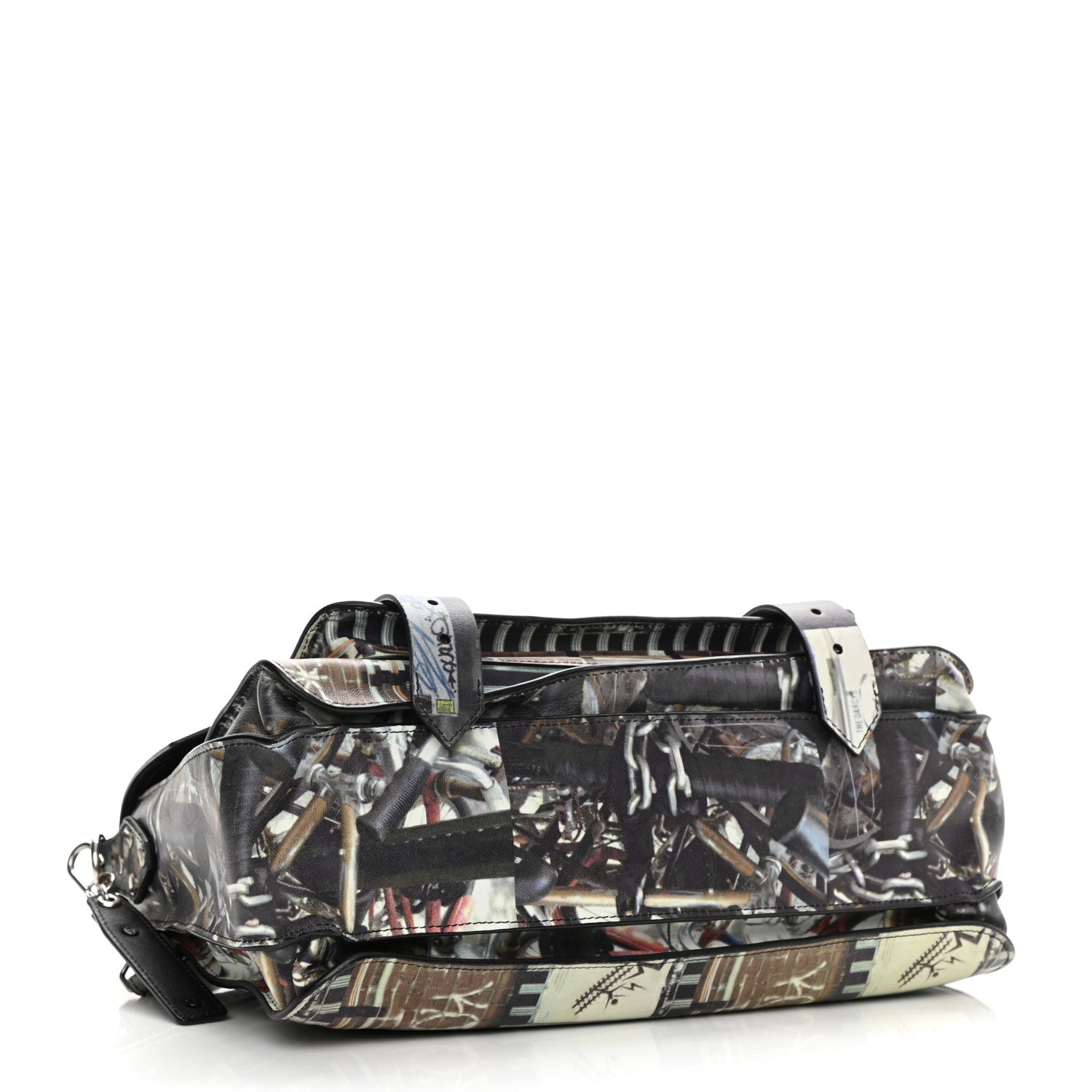 Proenza Schouler Calfskin PS1 Gotham Print Medium Satchel Fence Bike Ice 4 of 9