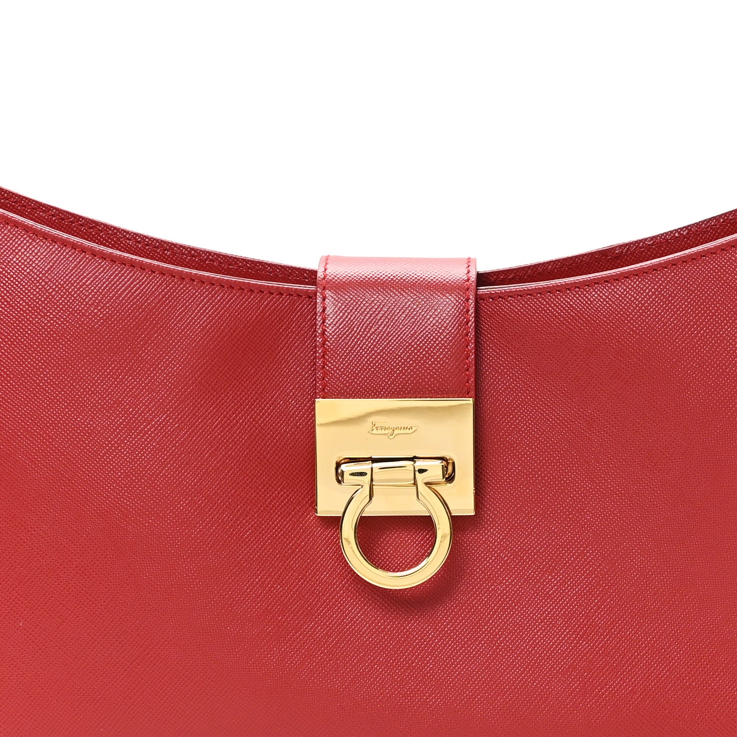 Salvatore Ferragamo Saffiano Trifolio Shoulder Bag Coral 7 of 9