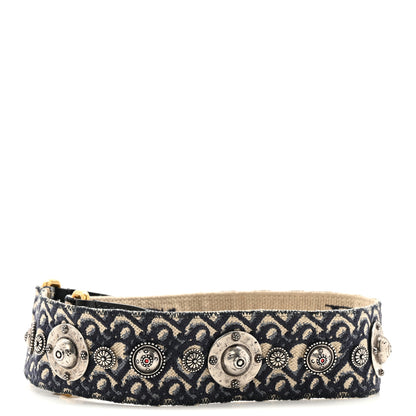 Christian Dior Oblique Studded Shoulder Strap Blue 2 of 5