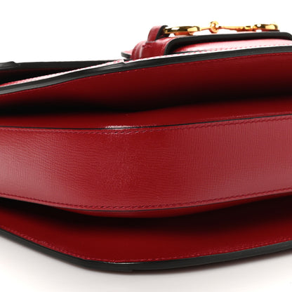 Gucci GG Supreme Monogram Azalea Calfskin Horsebit 1955 Shoulder Bag Beige Ebony New Cherry Red 9 of 10