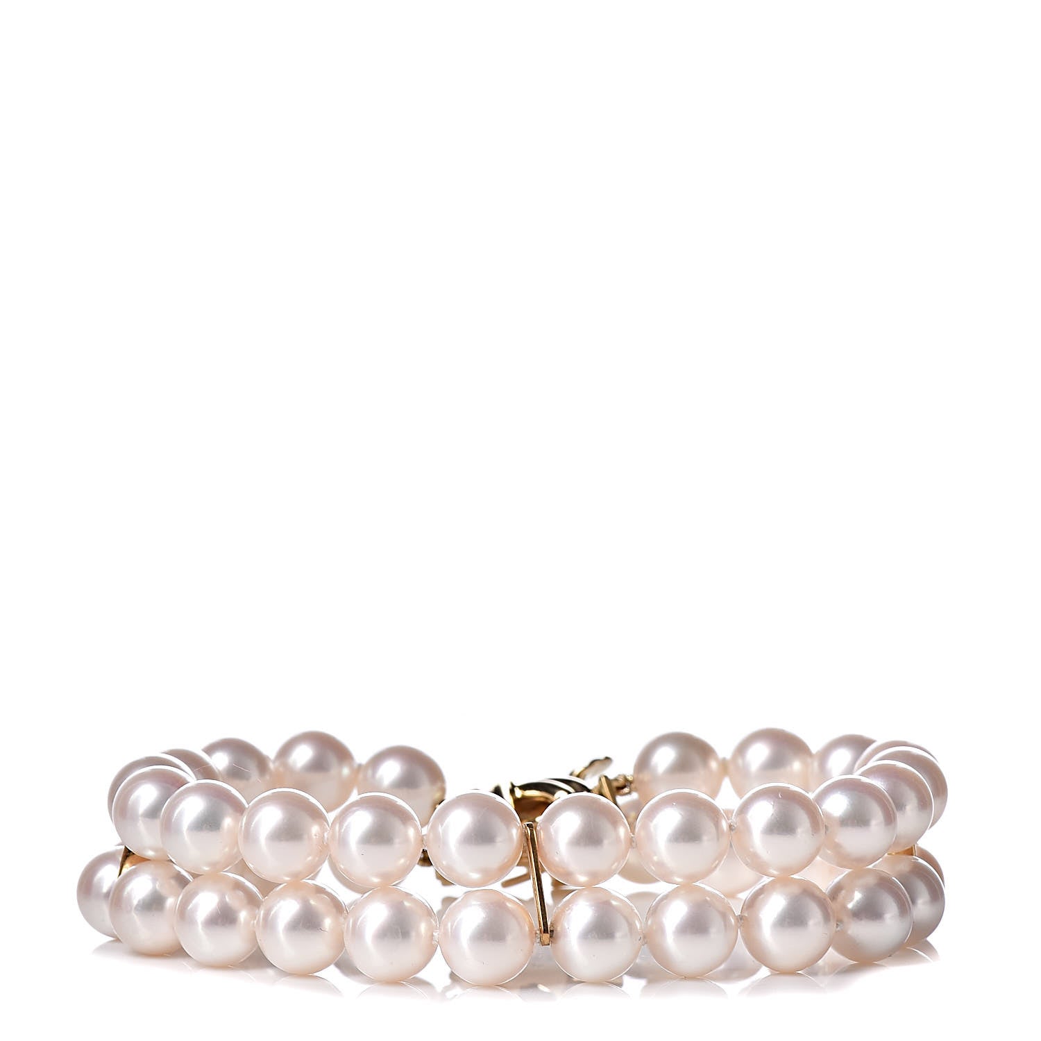Tiffany 18K Yellow Gold Akoya Pearl 8-8.5mm Signature Double Strand Bracelet 3 of 5