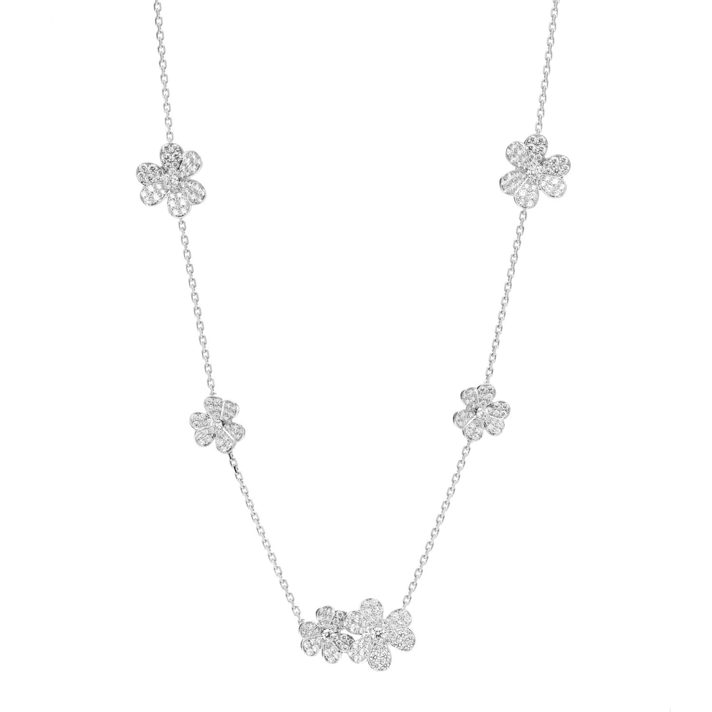 18K White Gold Diamond 9 Motifs Frivole Necklace
