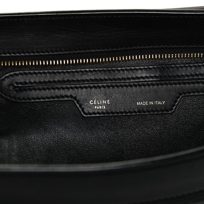 Celine Crocodile Embossed Calfskin Suede Medium Trapeze Black 6 of 15