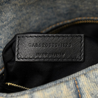 Saint Laurent Denim Quilted Toy Loulou Puffer Monogram Chain Satchel Blue Black 7 of 10