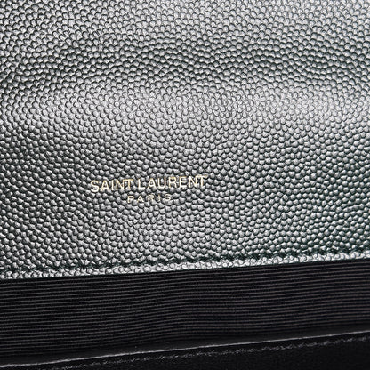 Saint Laurent Grain De Poudre Textured Mixed Matelasse Medium Triquilt Monogram Satchel Vert Fonce 6 of 9
