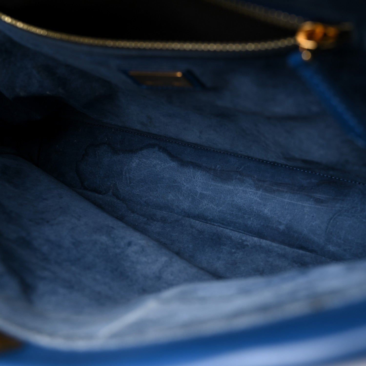 Fendi Vitello Suede Large Peekaboo Iconic Satchel Blue Marine 11 of 17