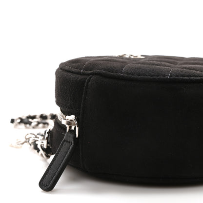 Chanel Suede Quilted Crystal Round Clutch With Logo Chain Black 9 of 10