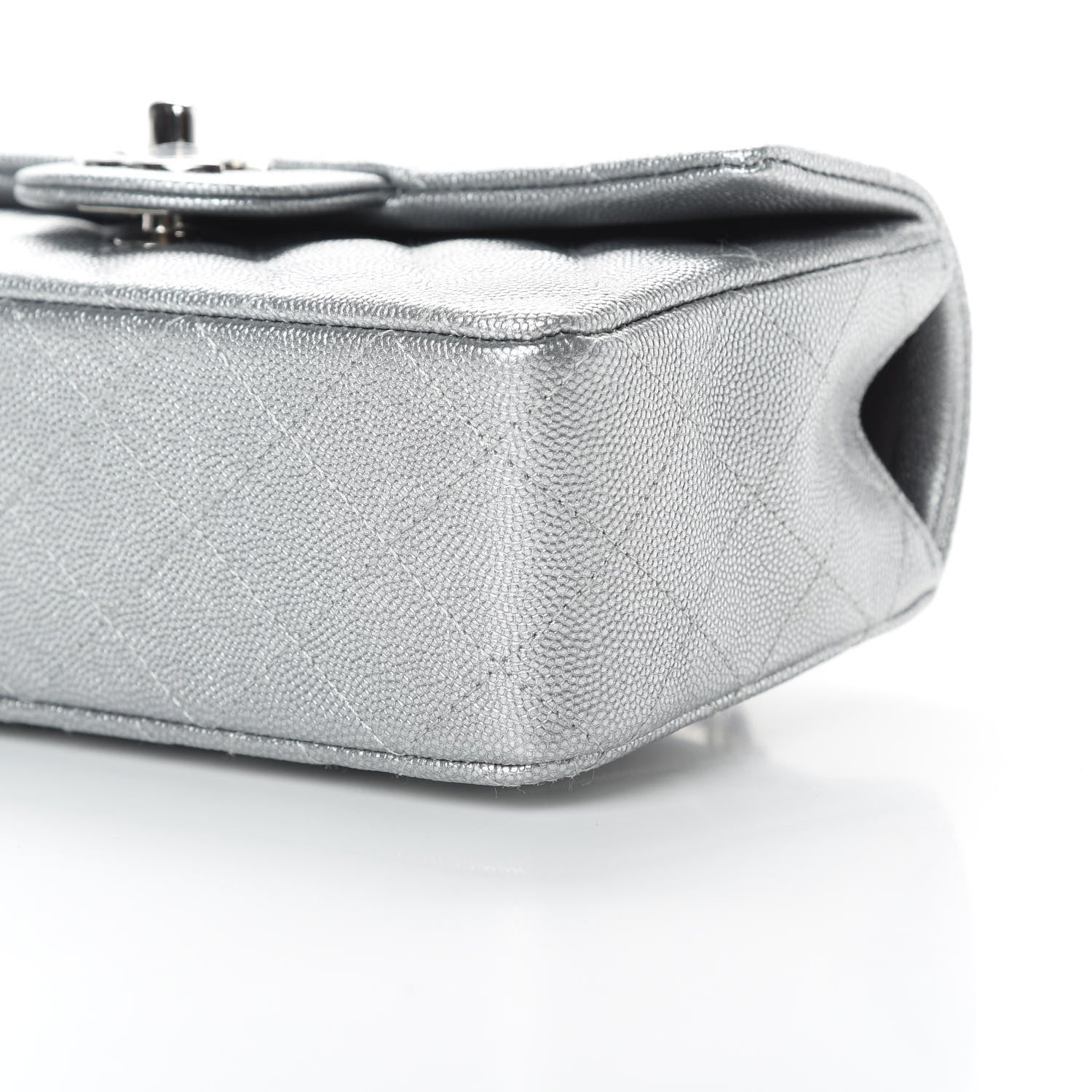 Chanel Metallic Caviar Quilted Mini Top Handle Rectangular Flap Silver 10 of 10