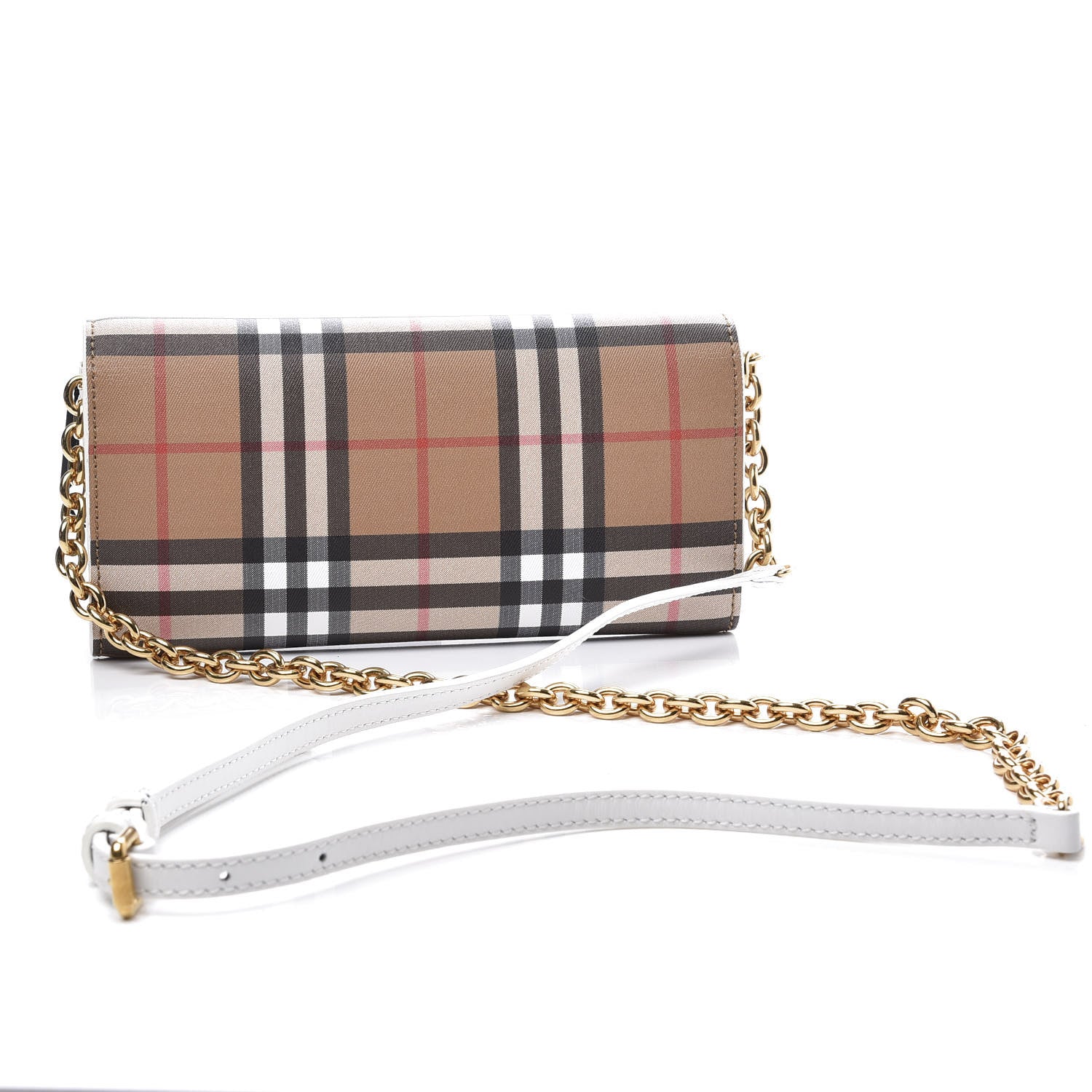 Burberry Vintage Check Henley Wallet On Chain Chalk White 2 of 9