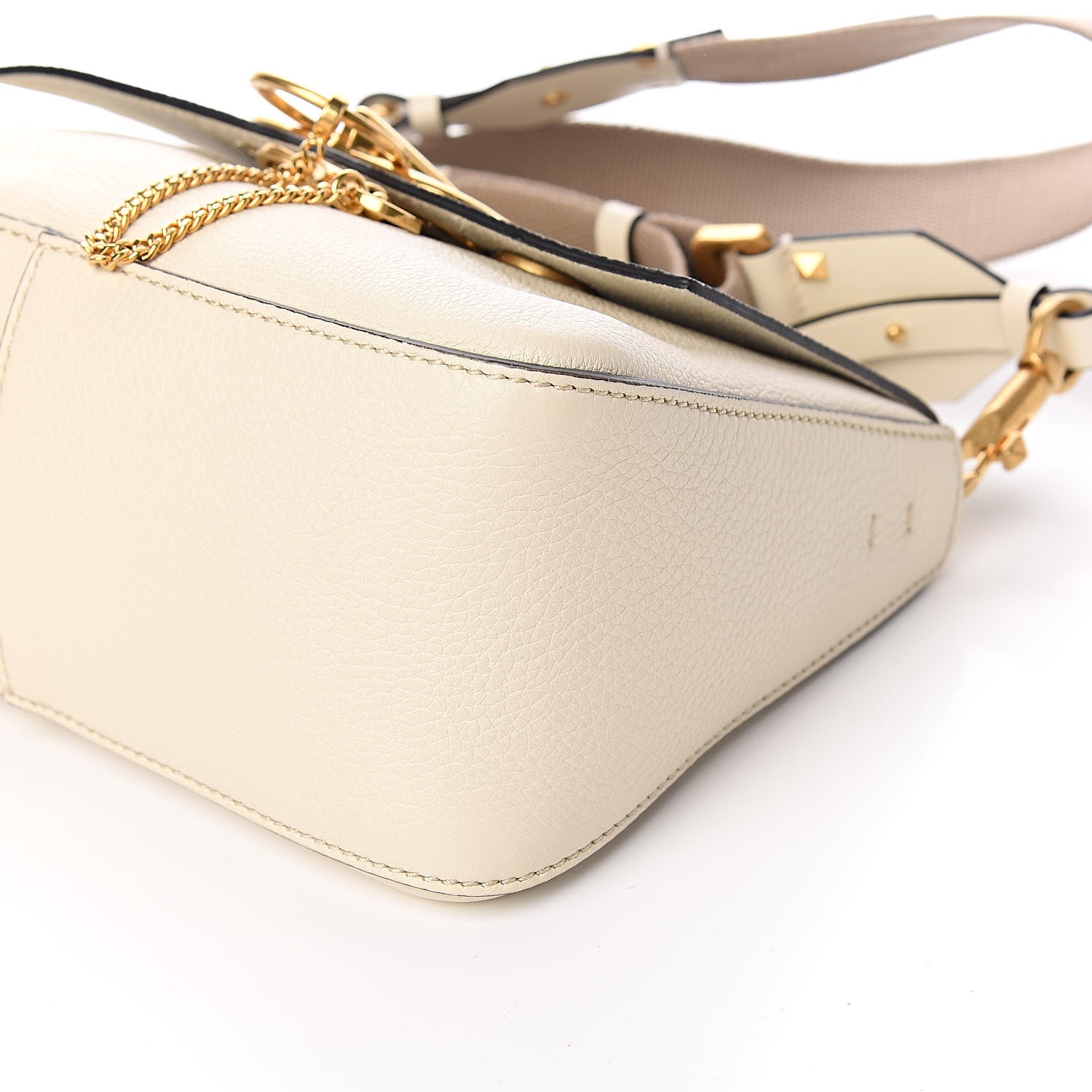 Valentino Garavani Pebbled Calfskin VRing Shoulder Bag Light Ivory 8 of 9