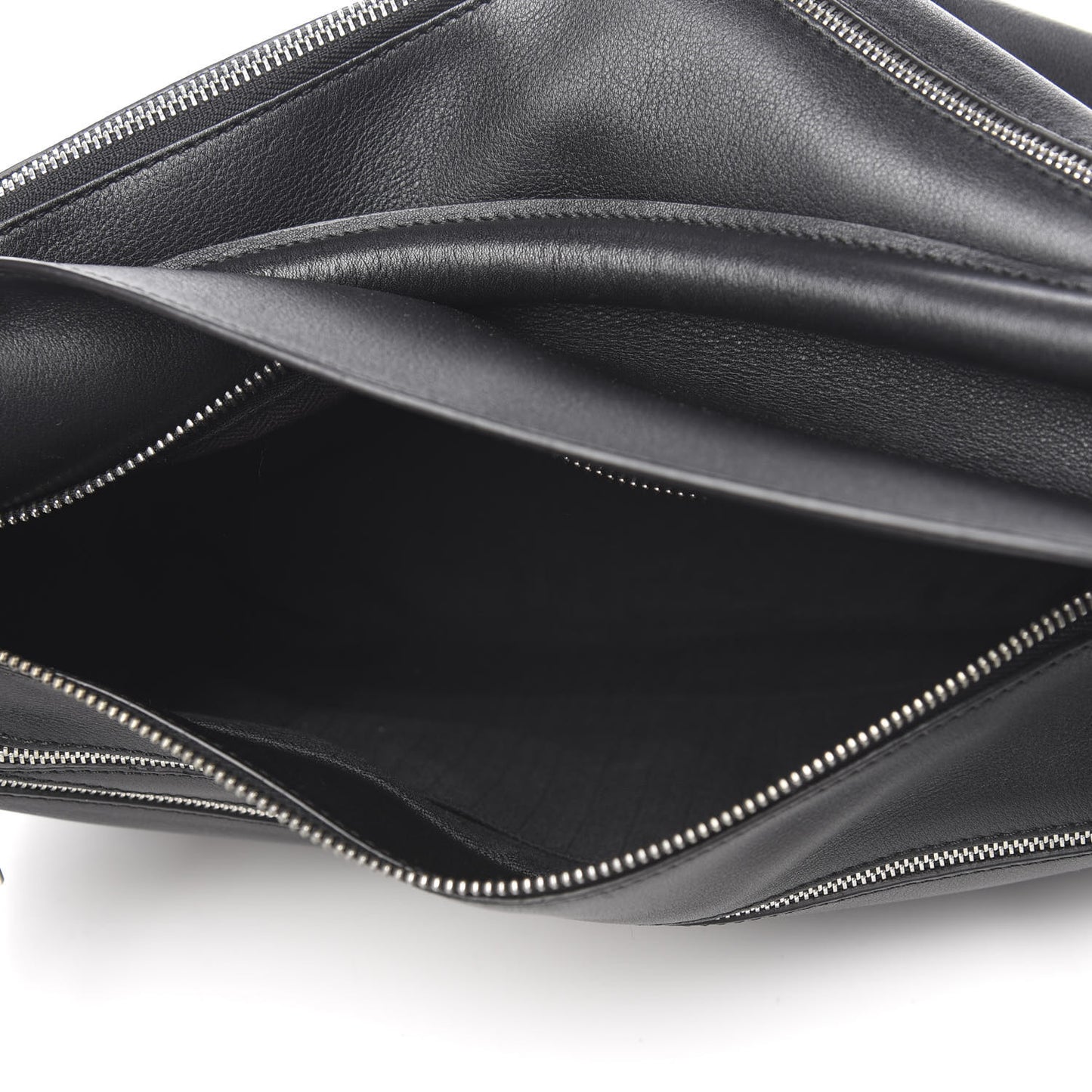 Calfskin Zipper Puzzle Bag Black