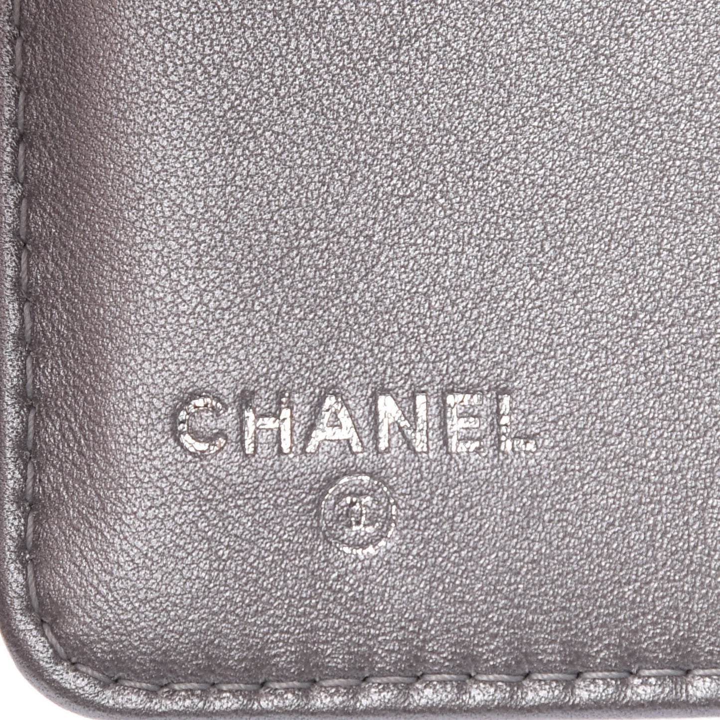 Lambskin Camellia Embossed Zipped Pocket Wallet Black