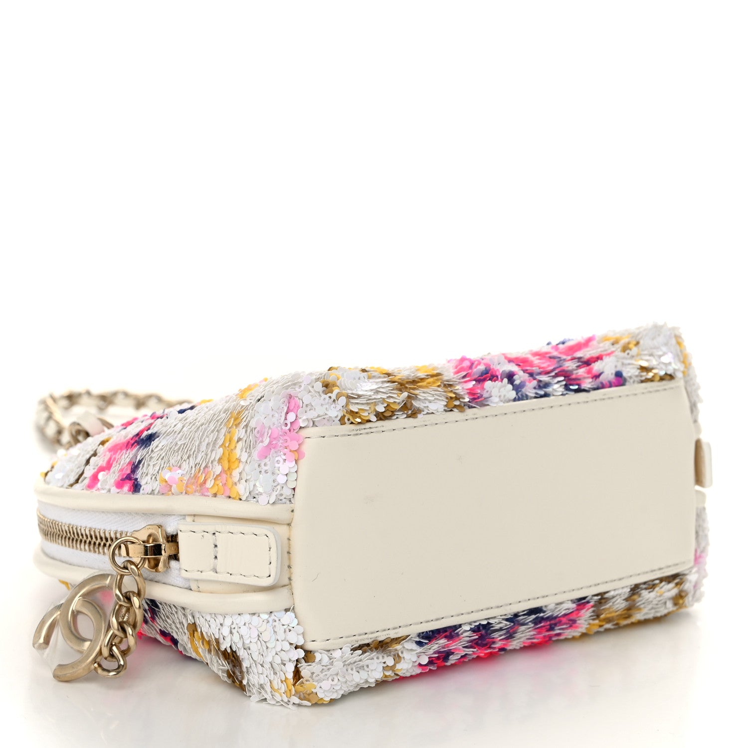 Chanel Sequin Logo CC Crossbody Bag White Multicolor 4 of 10