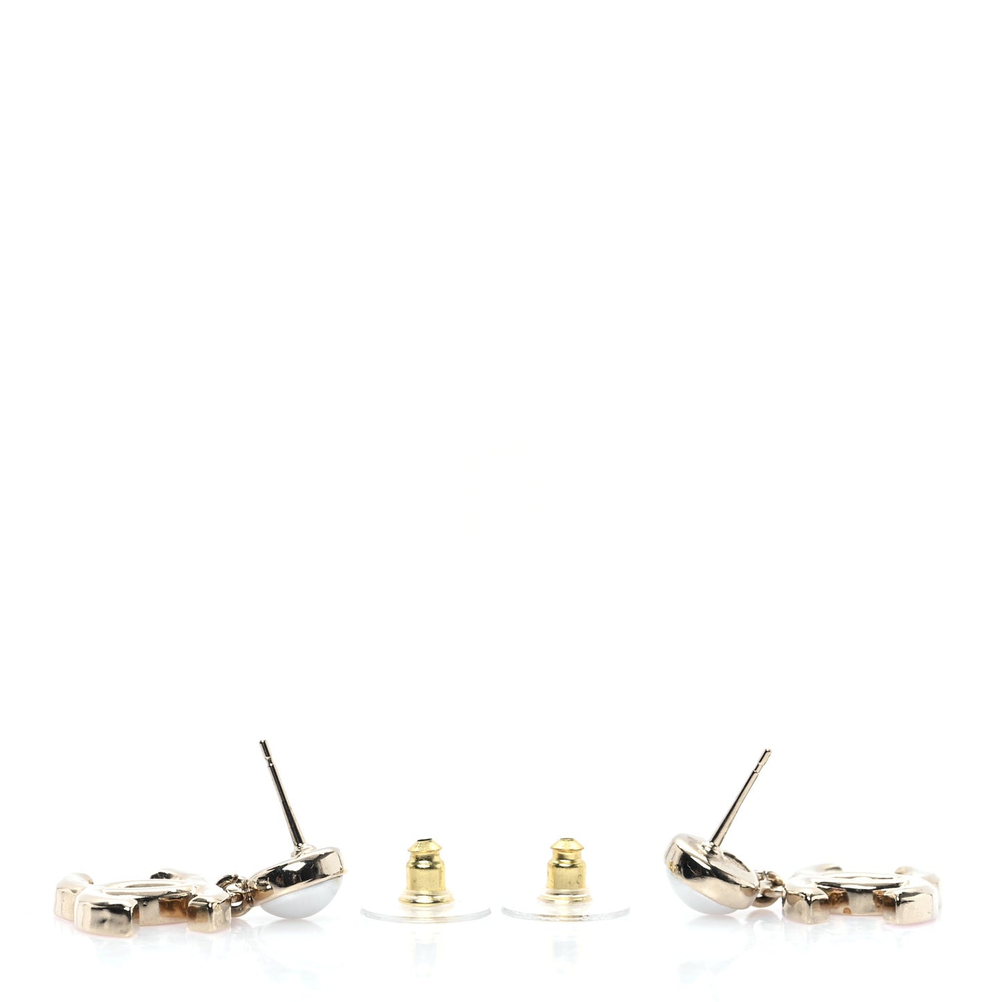 Pearl Enamel CC Drop Earrings Pink