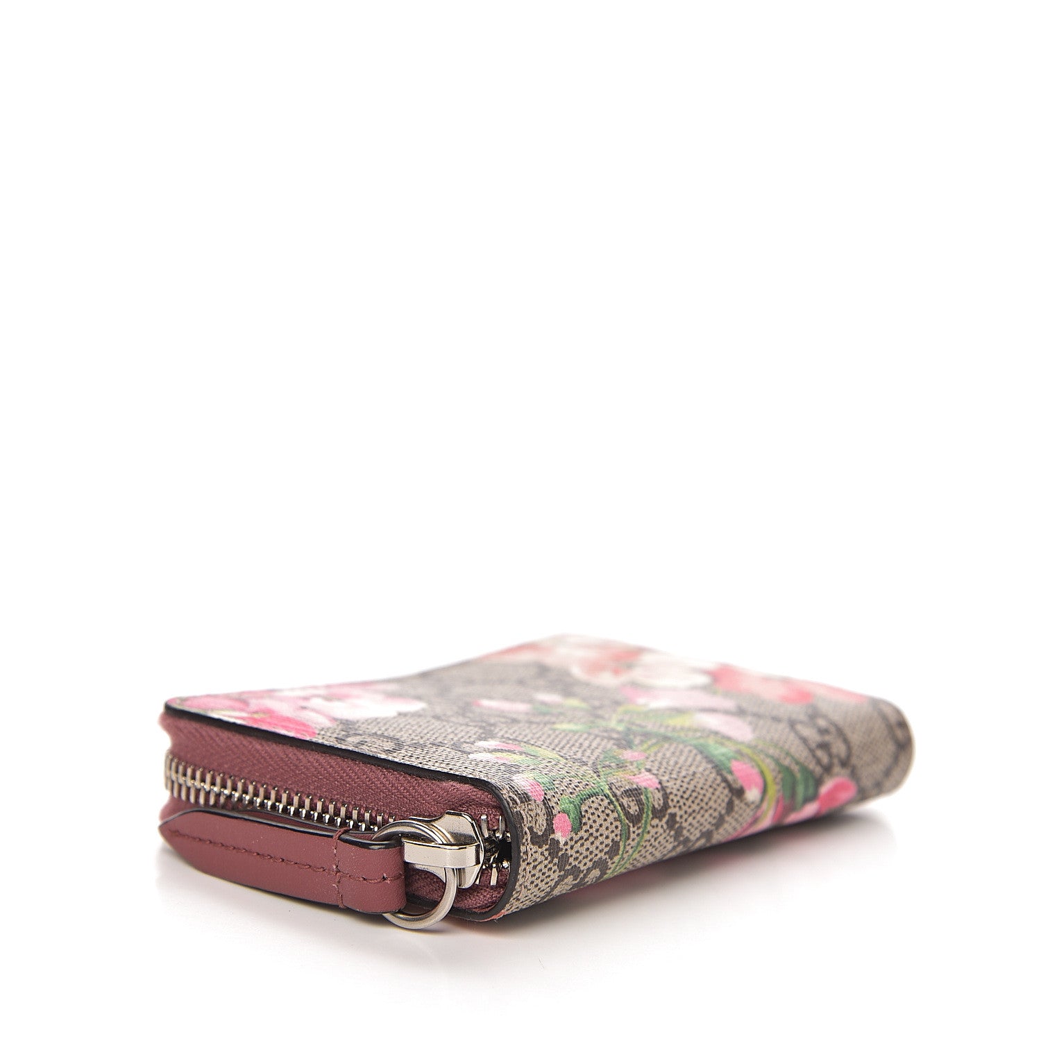 Gucci GG Supreme Monogram Blooms Zip Around Card Case Wallet Beige Multicolor Dry Rose 3 of 6