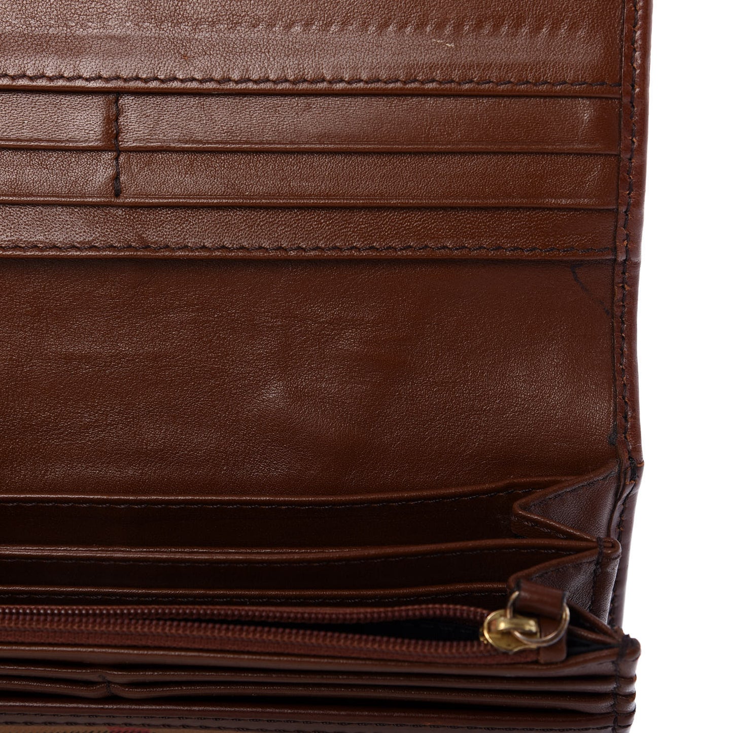 House Check Bridle Calfskin Penrose Continental Wallet Dark Tan