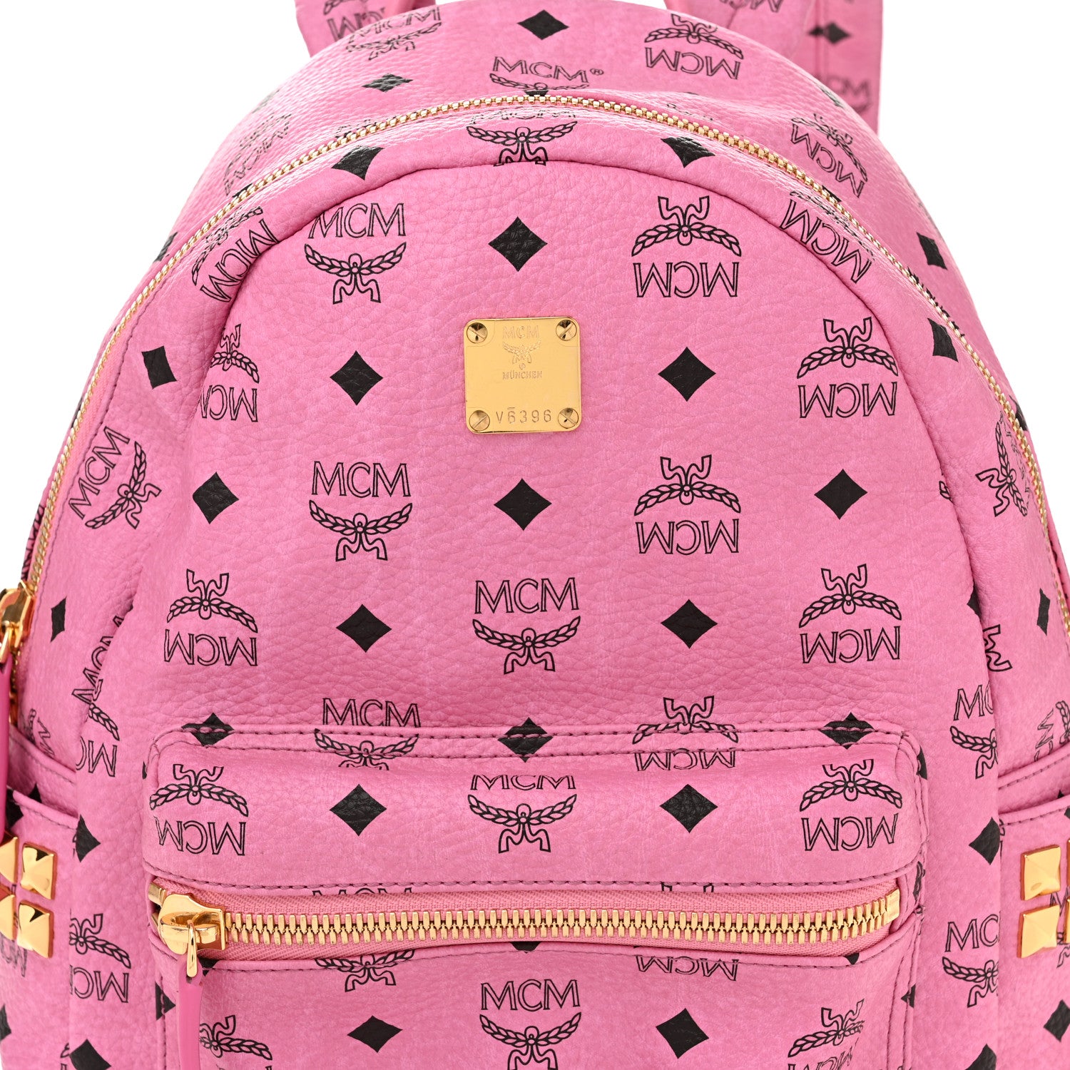MCM Visetos Small Side Stud Stark Backpack Pink 7 of 9