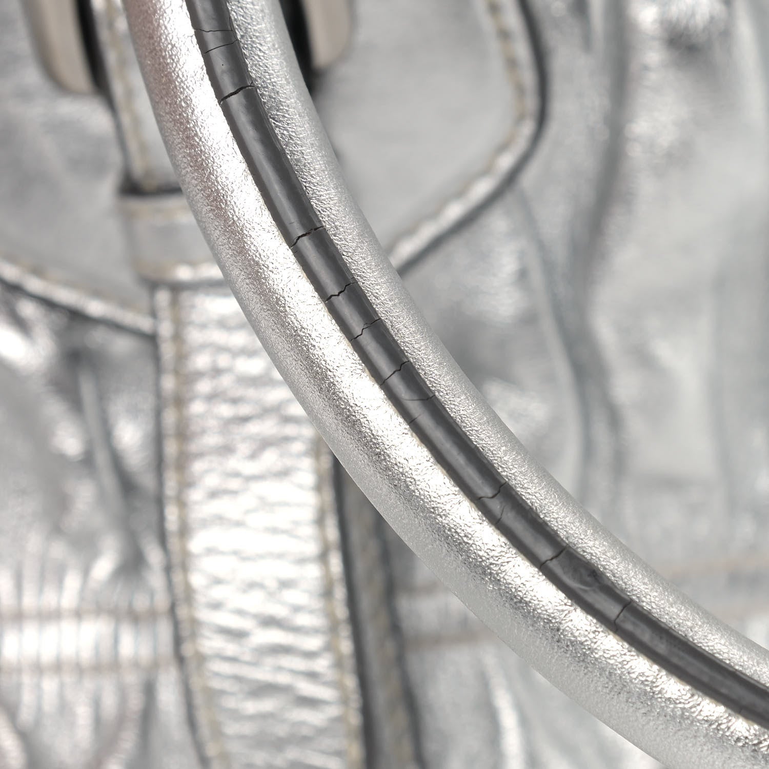 Prada Nappa Gaufre Dome Satchel Silver 9 of 11