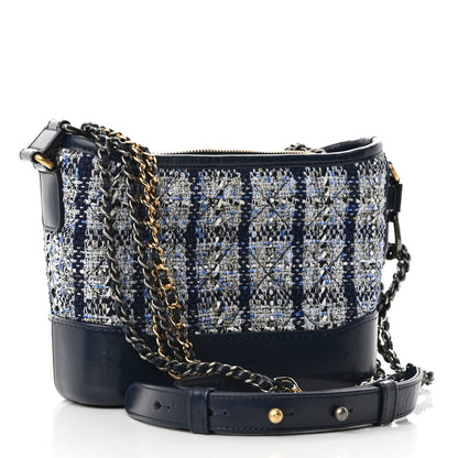 Chanel Tweed Calfskin Small Gabrielle Hobo Blue 3 of 14
