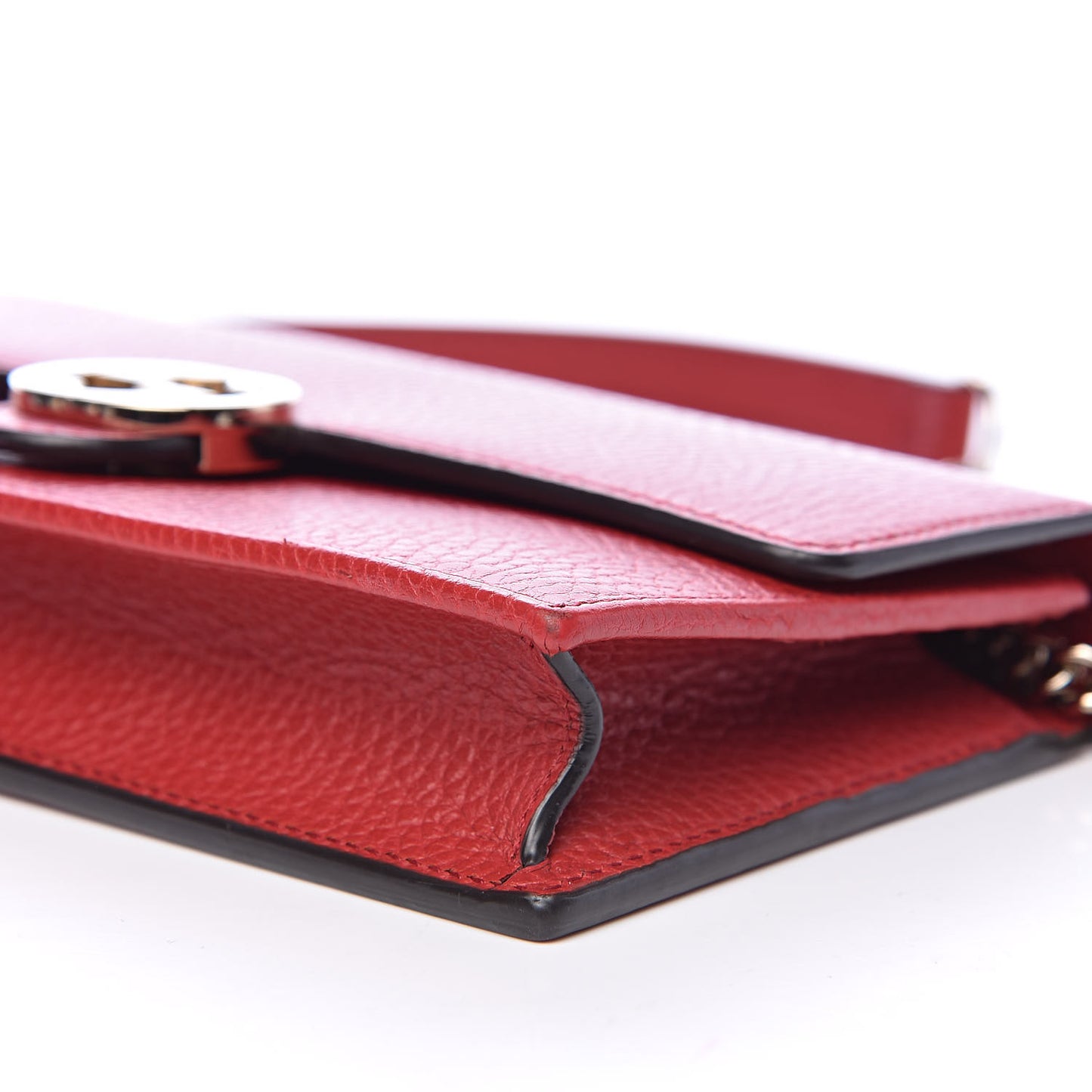 Dollar Calfskin Interlocking G Chain Wallet Red