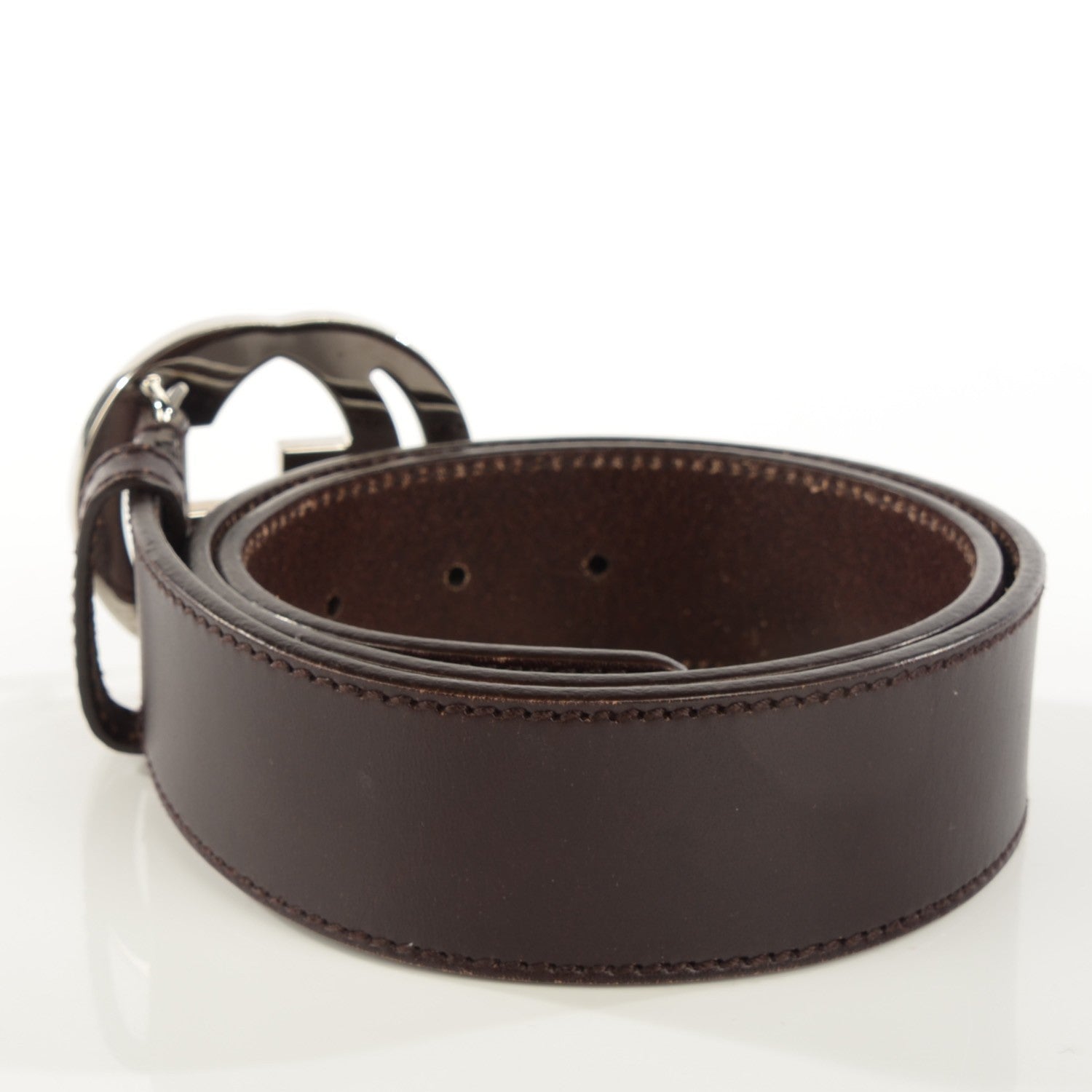 Gucci Calfskin Interlocking G Belt 75 30 Dark Brown 3 of 8