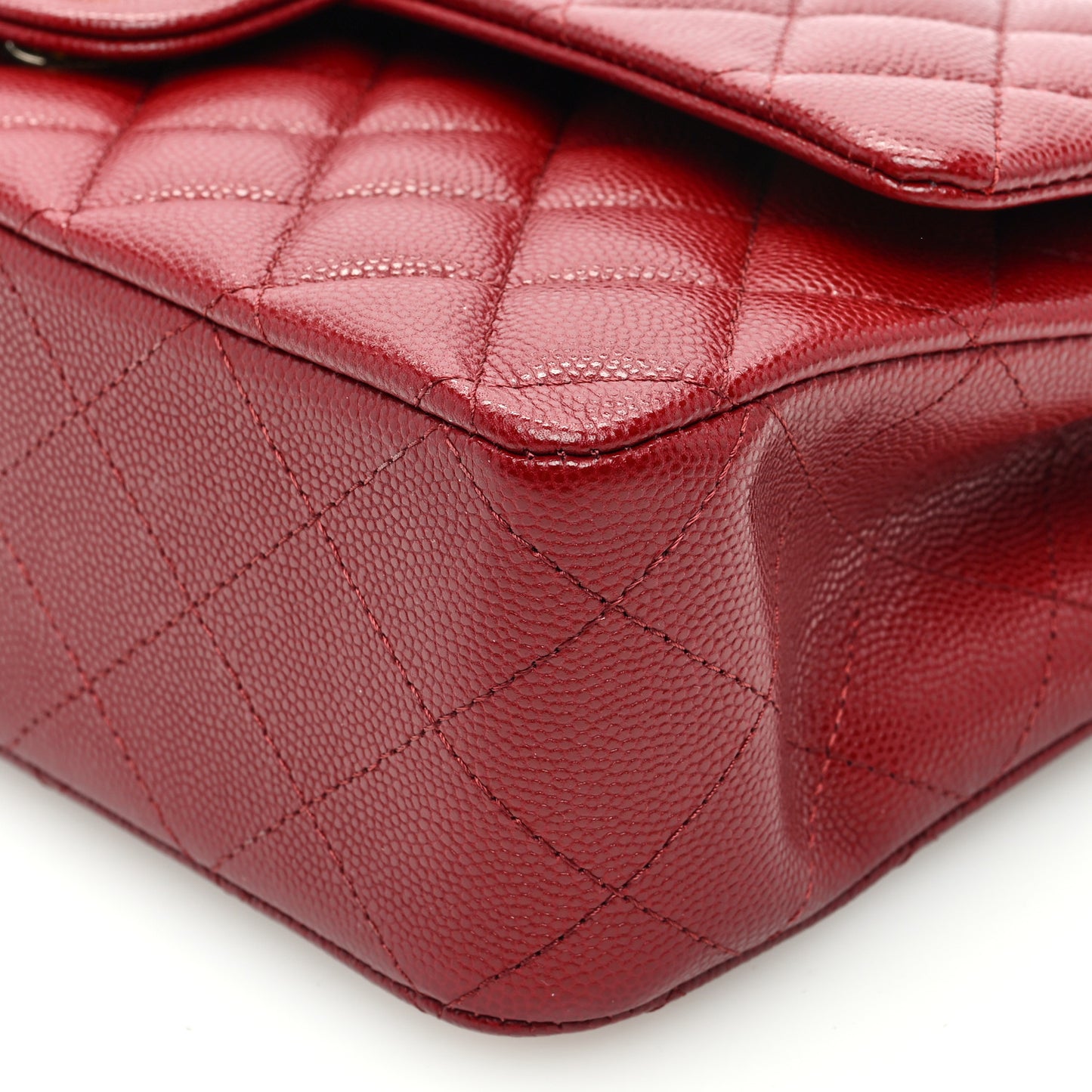 Caviar Quilted Medium Double Flap Burgundy