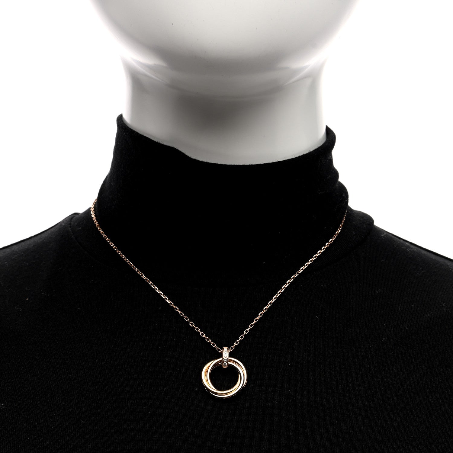 Cartier 18K Pink White Yellow Gold Diamond Trinity Pendant Necklace 3 of 10