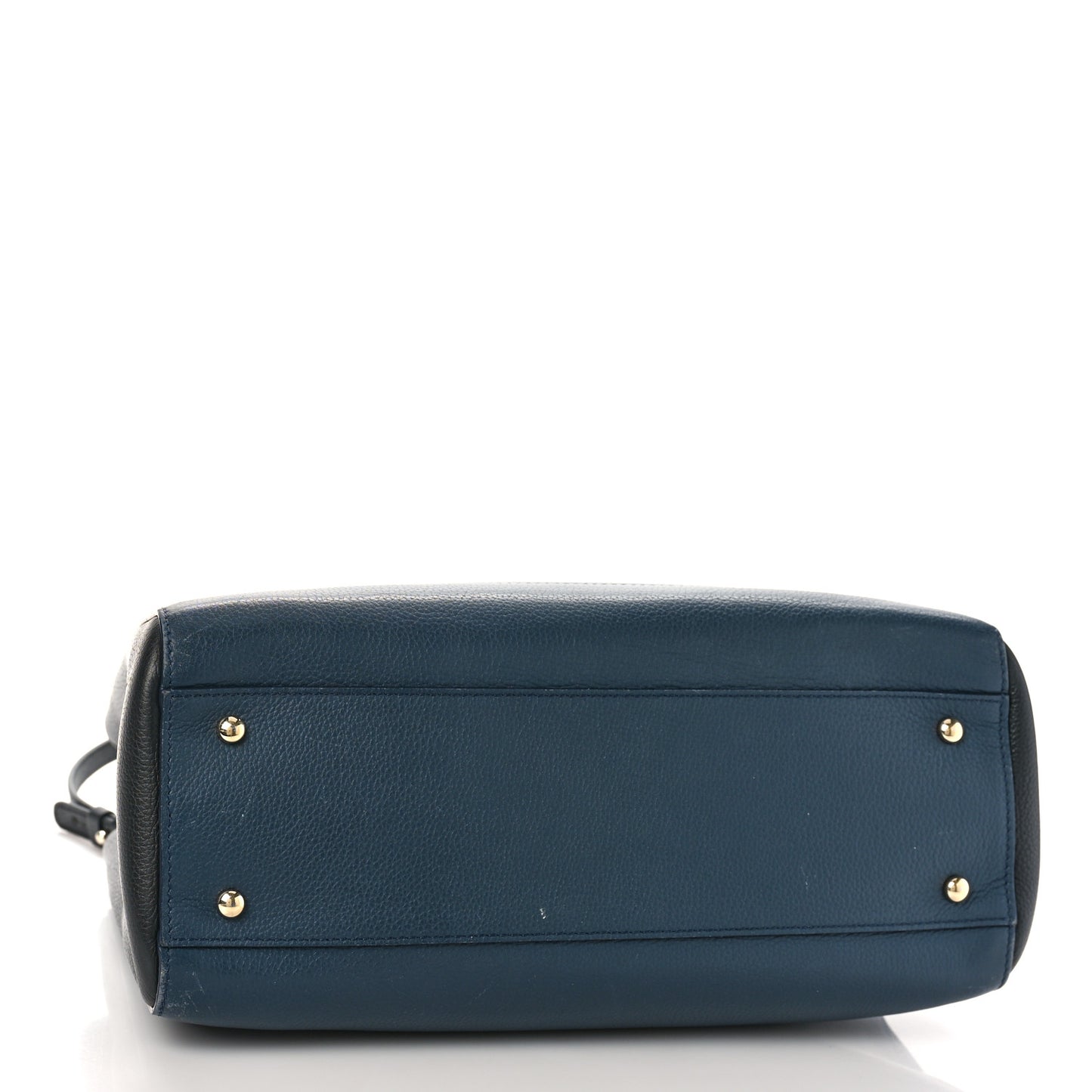 Grained Calfskin Small Neo Executive Shopper Tote Dark Blue Black