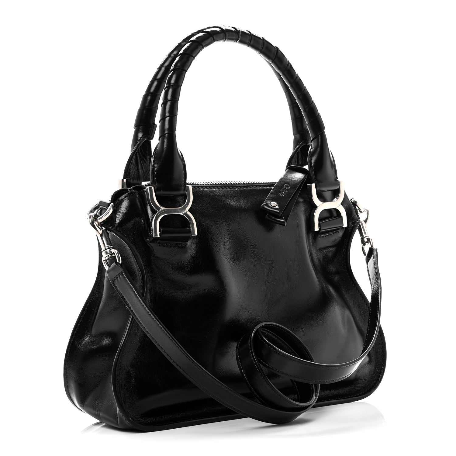 Chloe Natural Shiny Calfskin Small Marcie Satchel Black 3 of 10