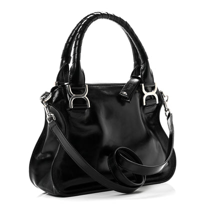 Chloe Natural Shiny Calfskin Small Marcie Satchel Black 3 of 10