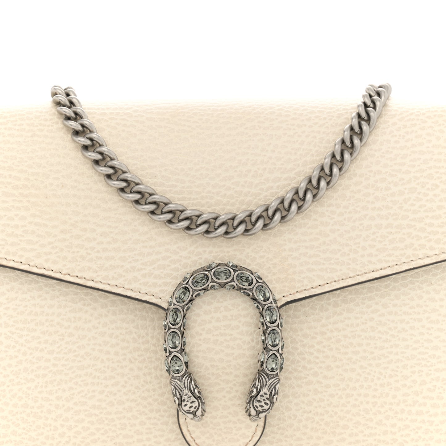 Dollar Calfskin Mini Dionysus Chain Wallet Mystic White