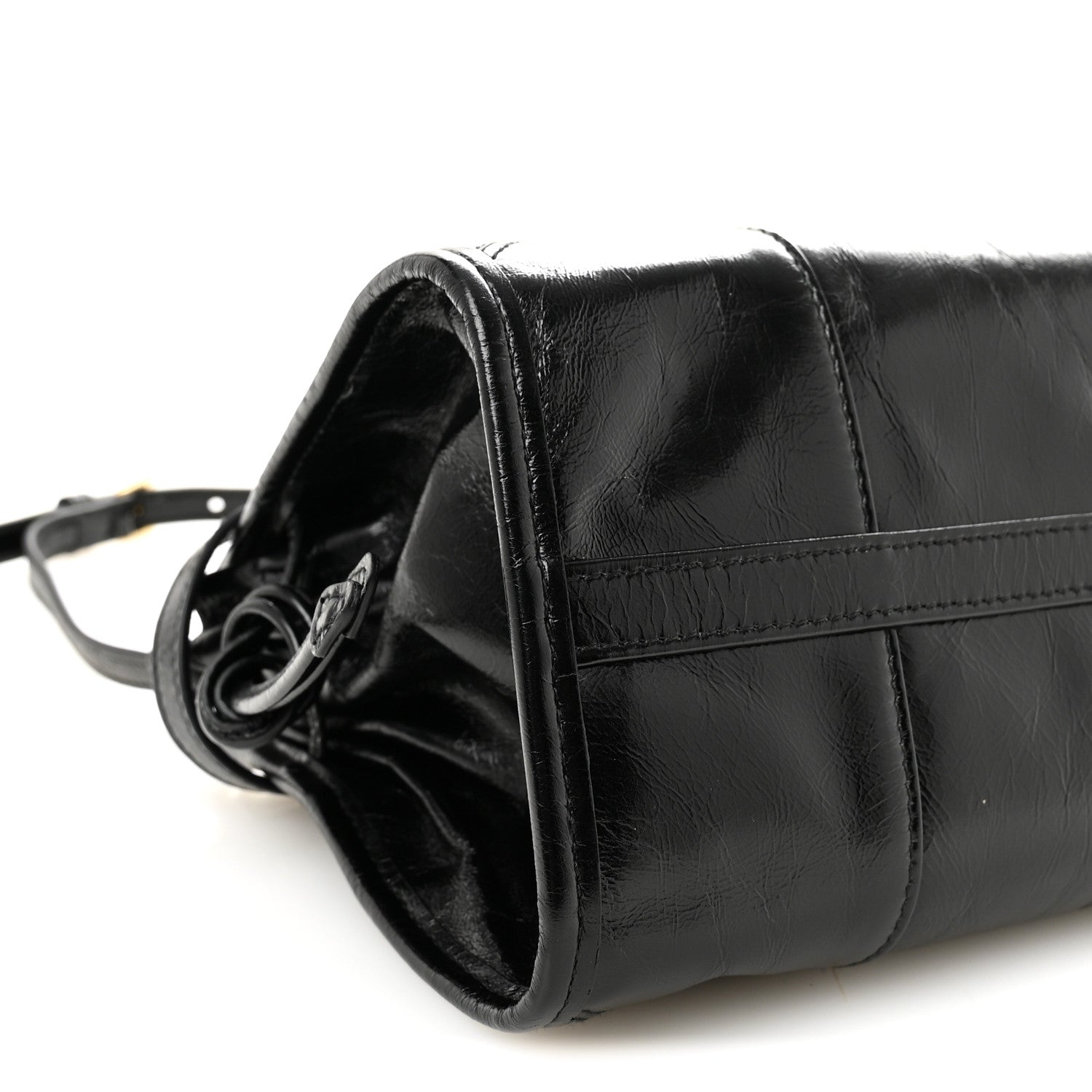 Prada Glossy Calfskin Triangle Medium Bonnie Shoulder Bag Black 8 of 9