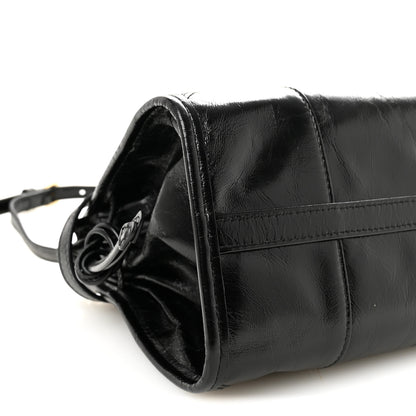 Prada Glossy Calfskin Triangle Medium Bonnie Shoulder Bag Black 8 of 9
