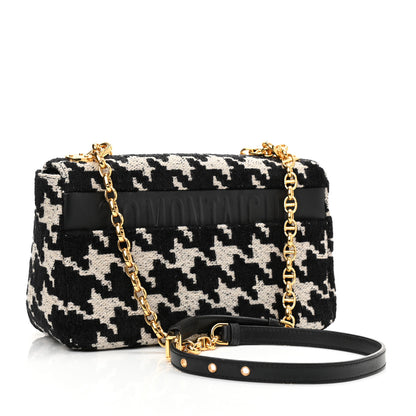 Christian Dior Technical Canvas Macro Houndstooth Medium Caro Bag Black White 3 of 9