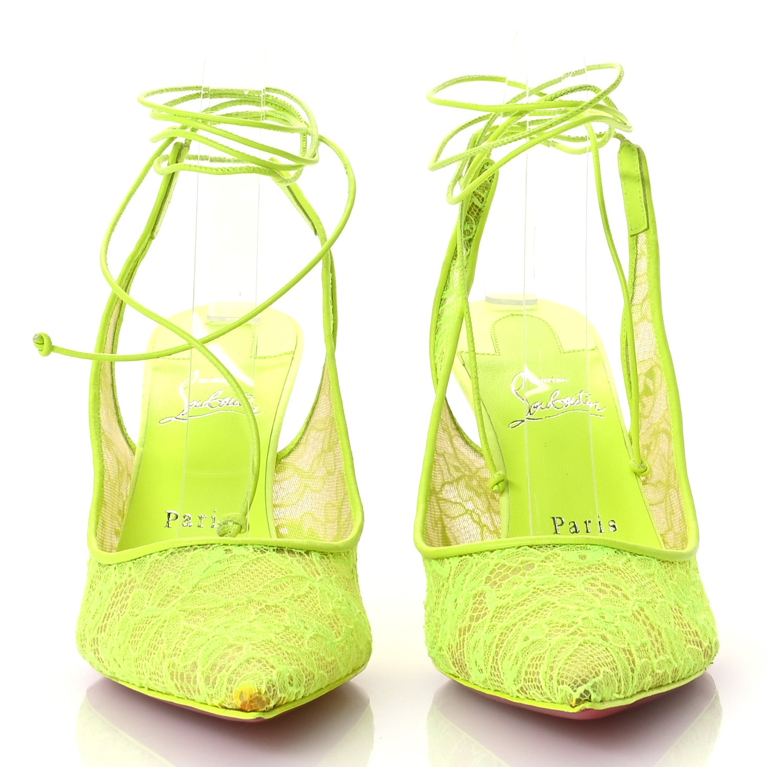 Christian Louboutin Kate Lace 85 Pumps 38.5 Neon Yellow 3 of 8