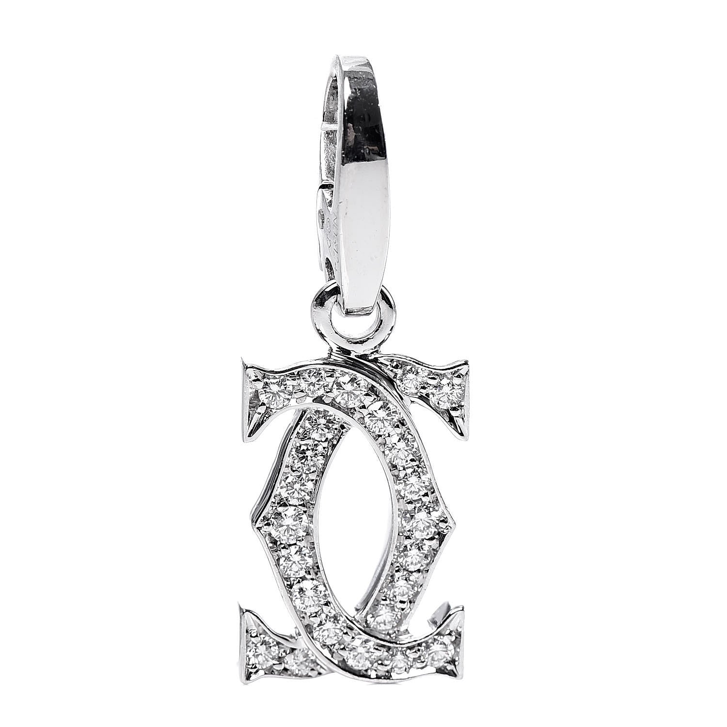 Cartier 18K White Gold Diamond Logo Charm 1 of 4