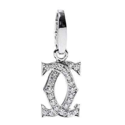 Cartier 18K White Gold Diamond Logo Charm 1 of 4