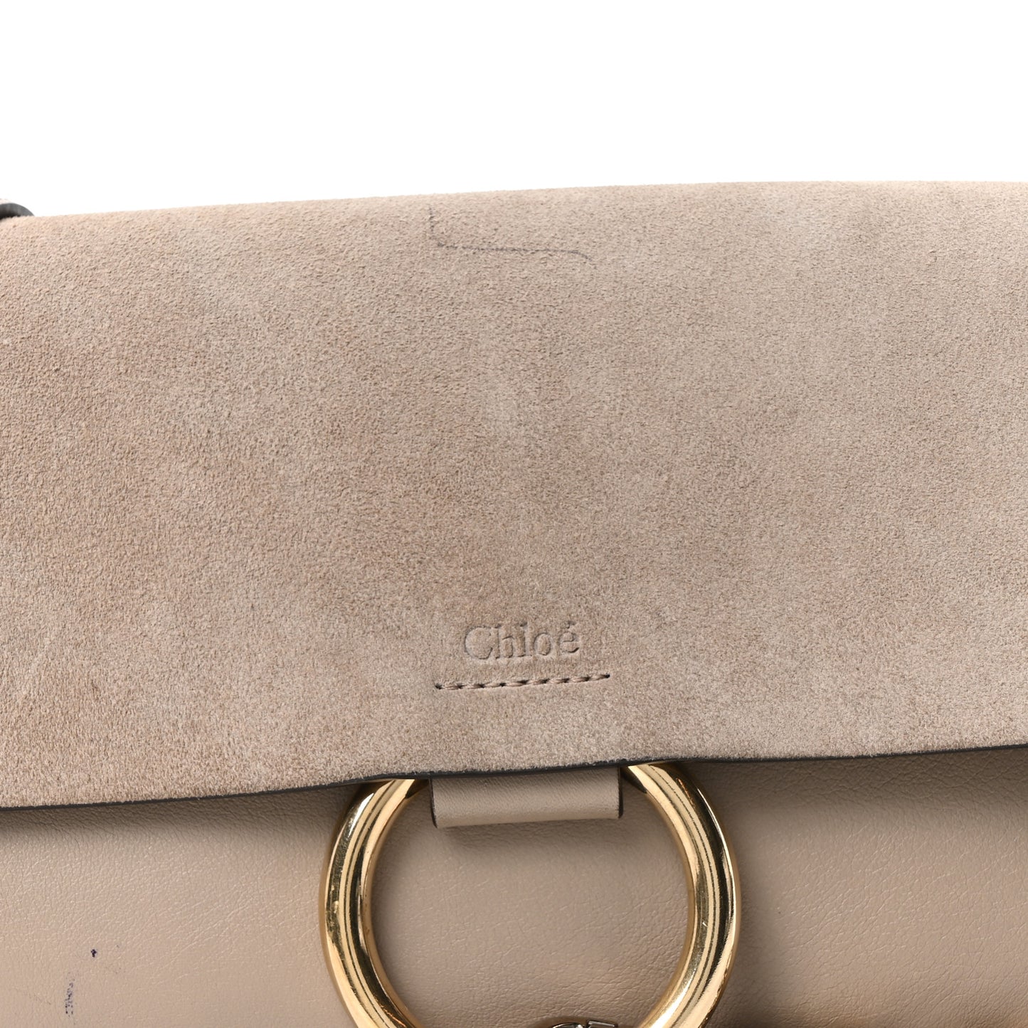 Suede Calfskin Small Faye Shoulder Bag Motty Grey